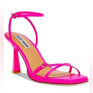 Steve Madden Zarya Strappy Flared-Heel Dress Sandals Pink Leather Size 6.5
